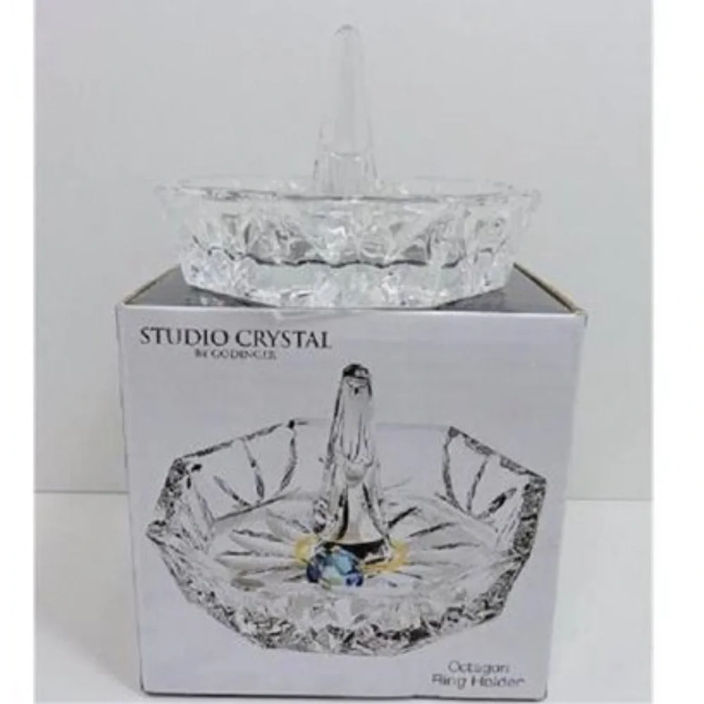 Crystal Ring Holder Brilliant Hand-Cut Pattern Octagon Studio Crystal Faceted